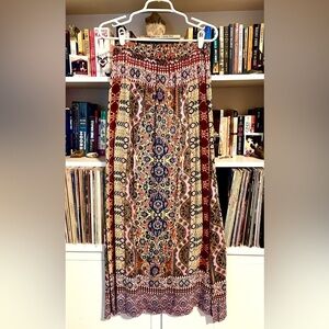Francesca’s Blue Rain Boho Maxi Skirt Size M–Multicolor Paisley Print Side Slits